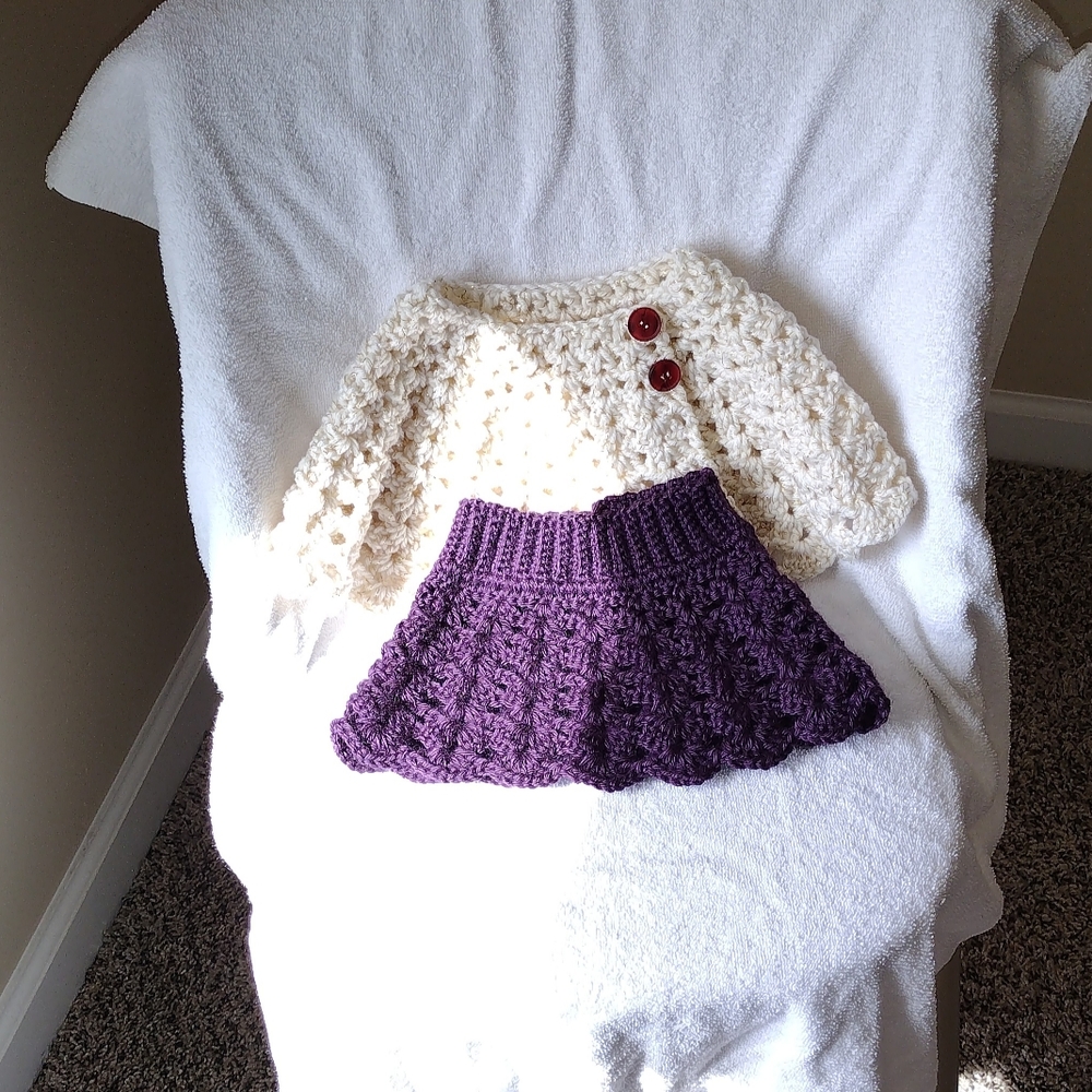 Crochet Baby Sweater and Skirt Set